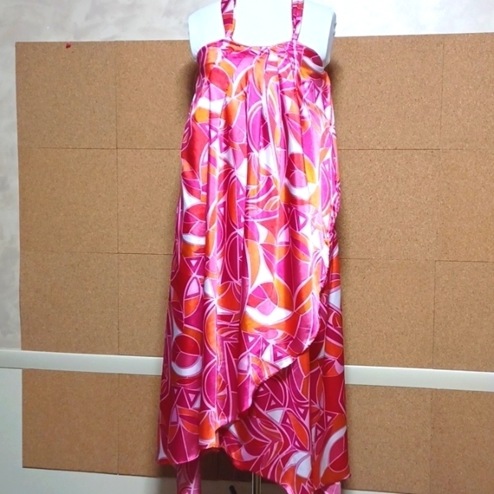 ASHRO LADIES DRESS SIZE SMALL IN A BEAUTIFUL MULTI COLOR pink orange